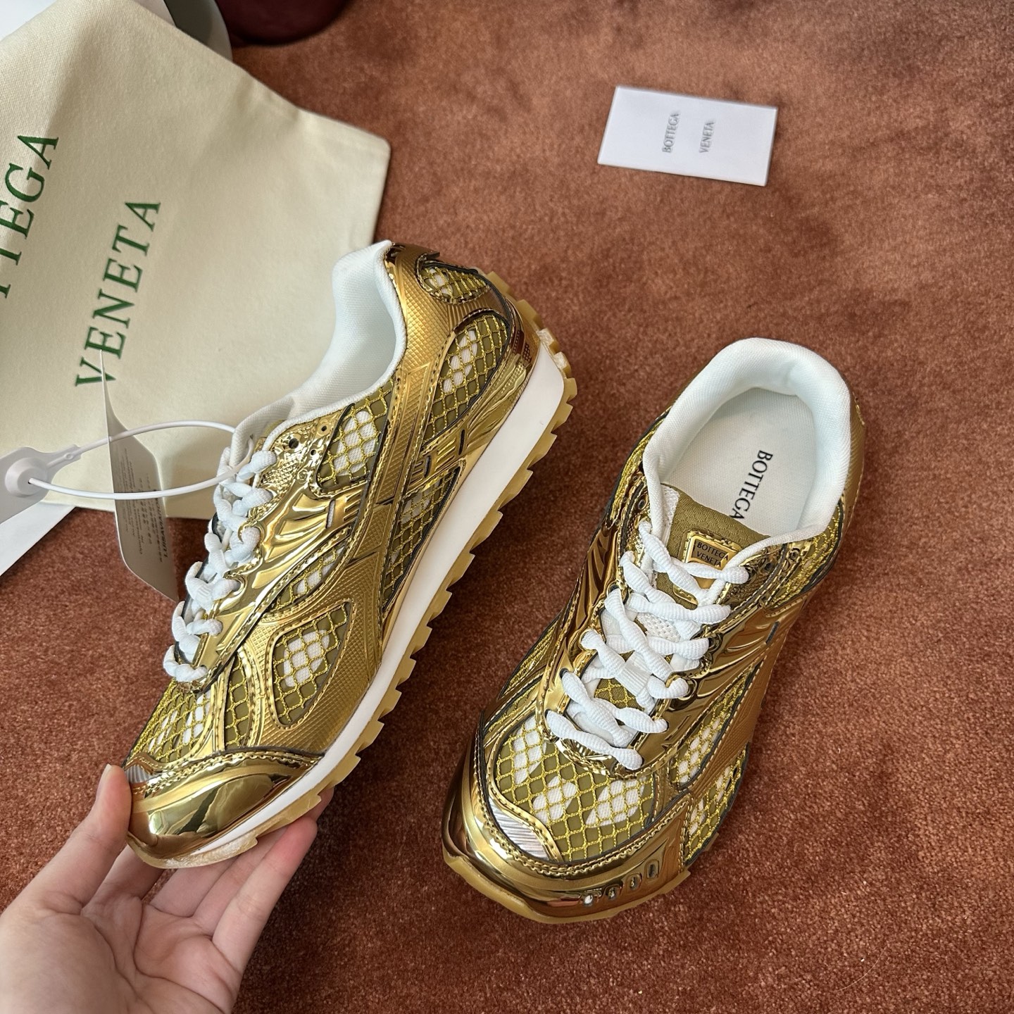 Bottega Veneta Orbit Sneaker Gold/white