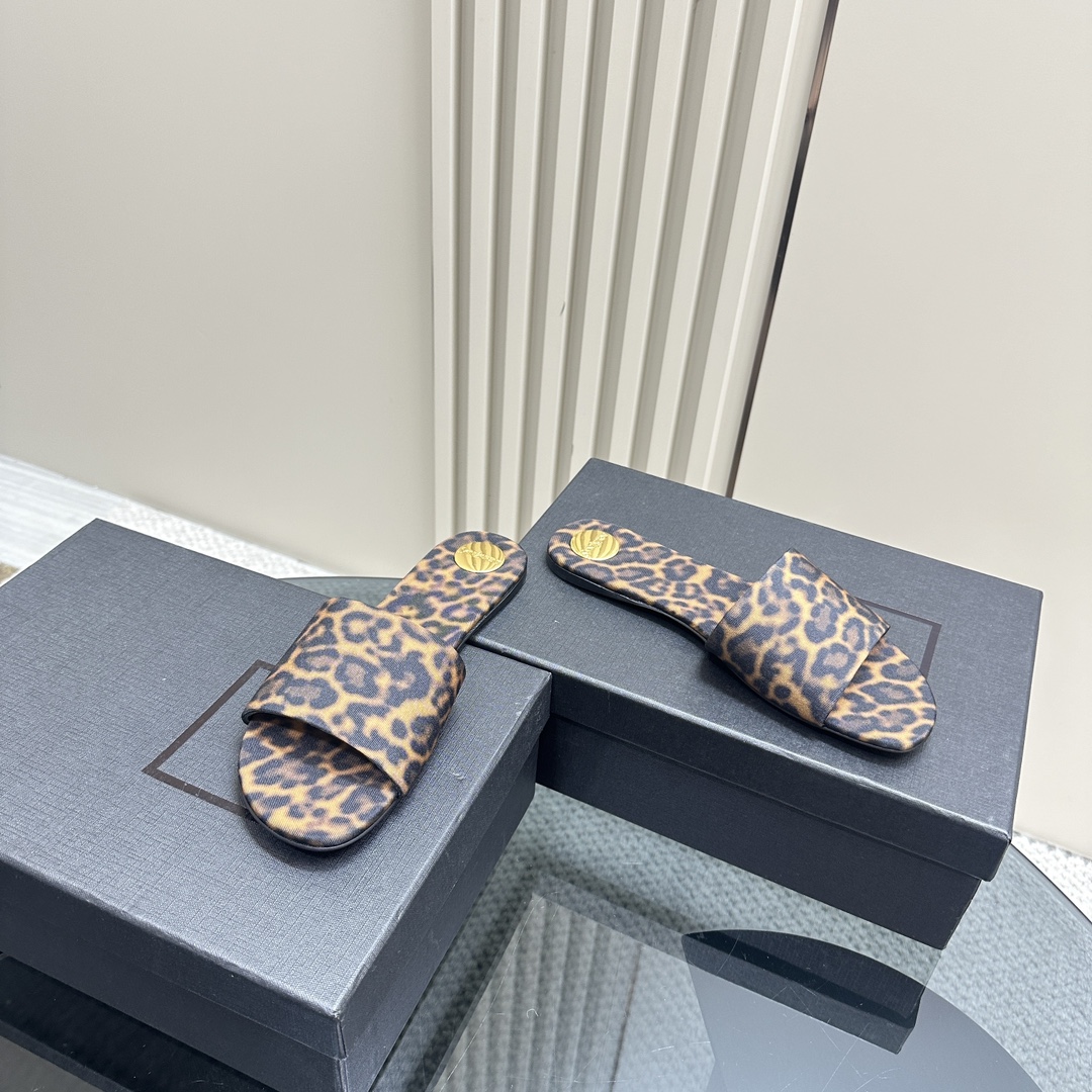 YSL pointed open-toe high heels leopard slippers: 10.5CM size: 35-42 (41.42 custom-made, no return or exchange)