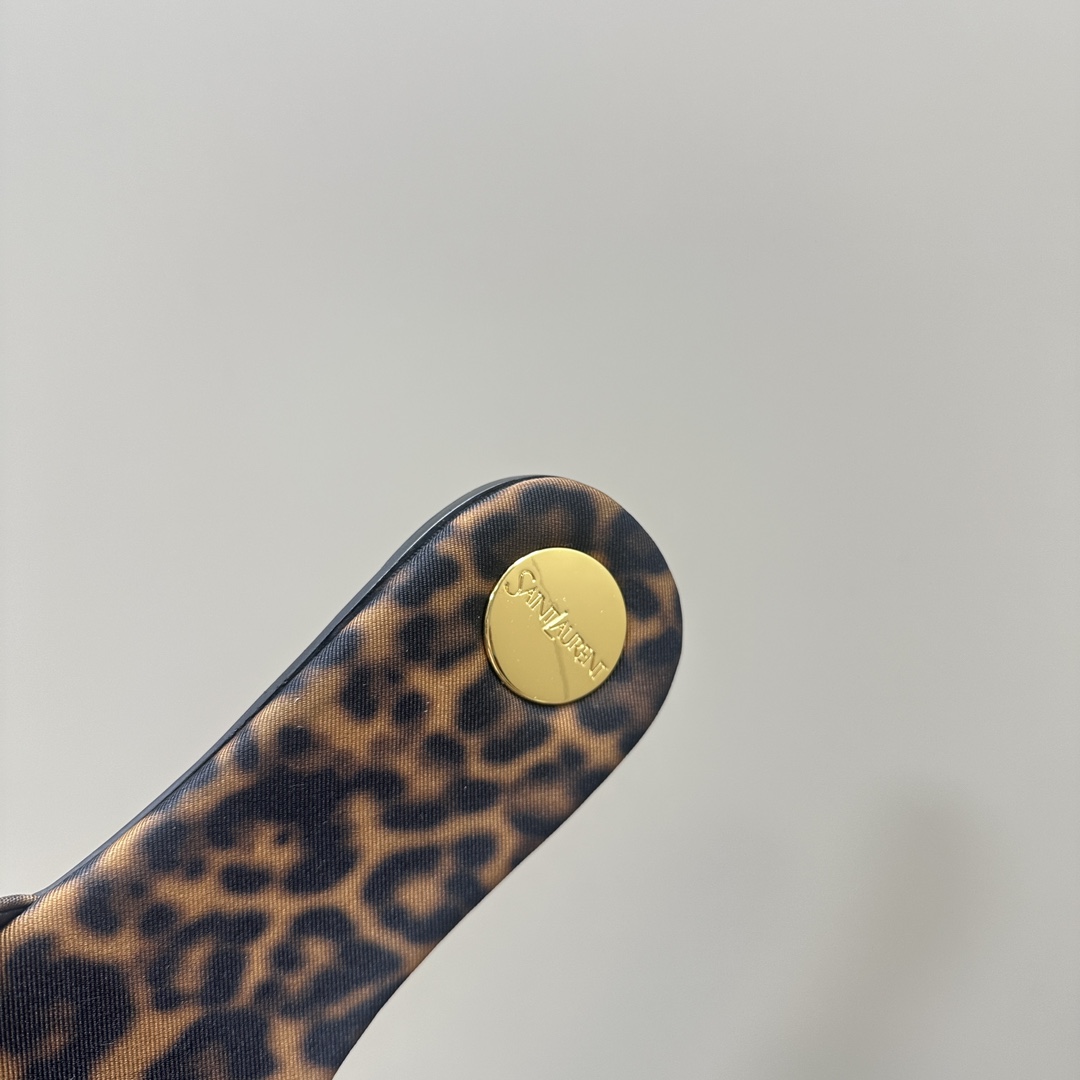 YSL pointed open-toe high heels leopard slippers: 10.5CM size: 35-42 (41.42 custom-made, no return or exchange)
