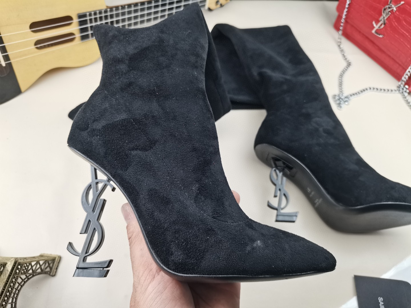 YSL classic letter metal heel 22-inch boots, elastic boots Heel height: 10.5CM Size: 35-42 (41.42 custom-made, no return or exchange)