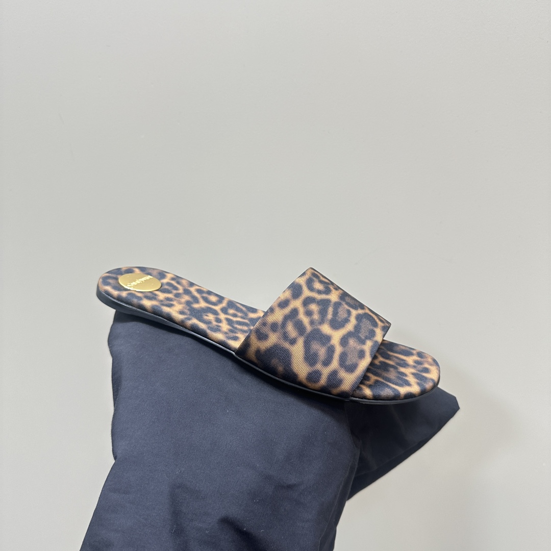 YSL pointed open-toe high heels leopard slippers: 10.5CM size: 35-42 (41.42 custom-made, no return or exchange)