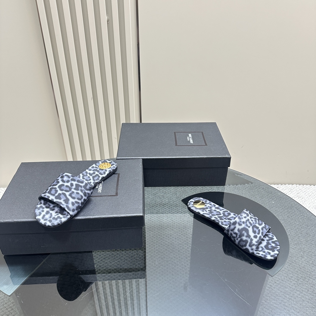 YSL pointed open-toe high heels leopard slippers: 10.5CM size: 35-42 (41.42 custom-made, no return or exchange)