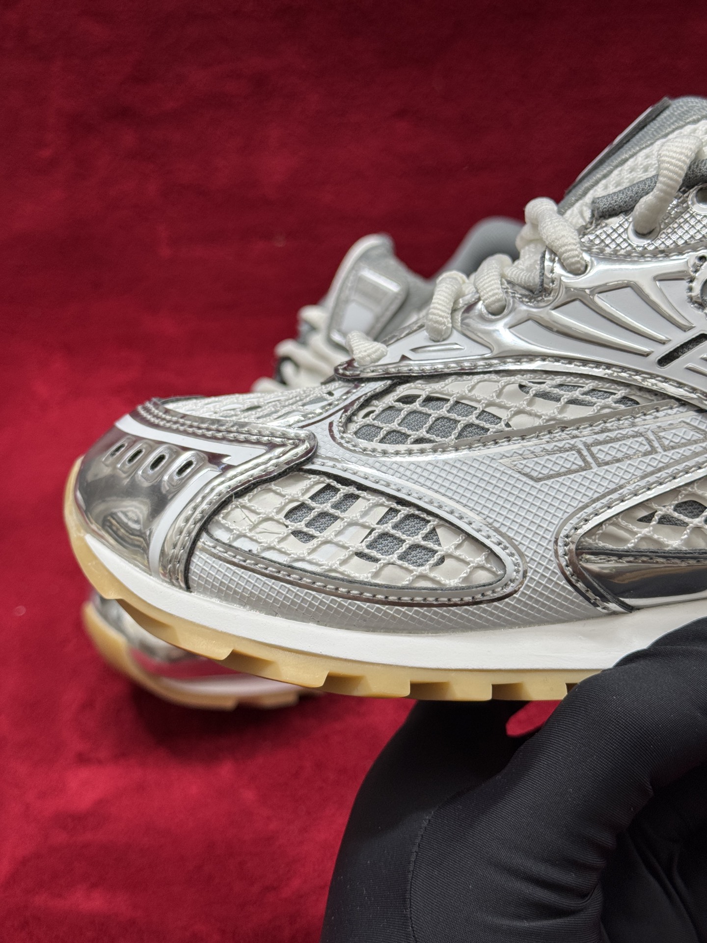 Bottega Veneta Orbit Sneaker Silver / White / Optic white rubber