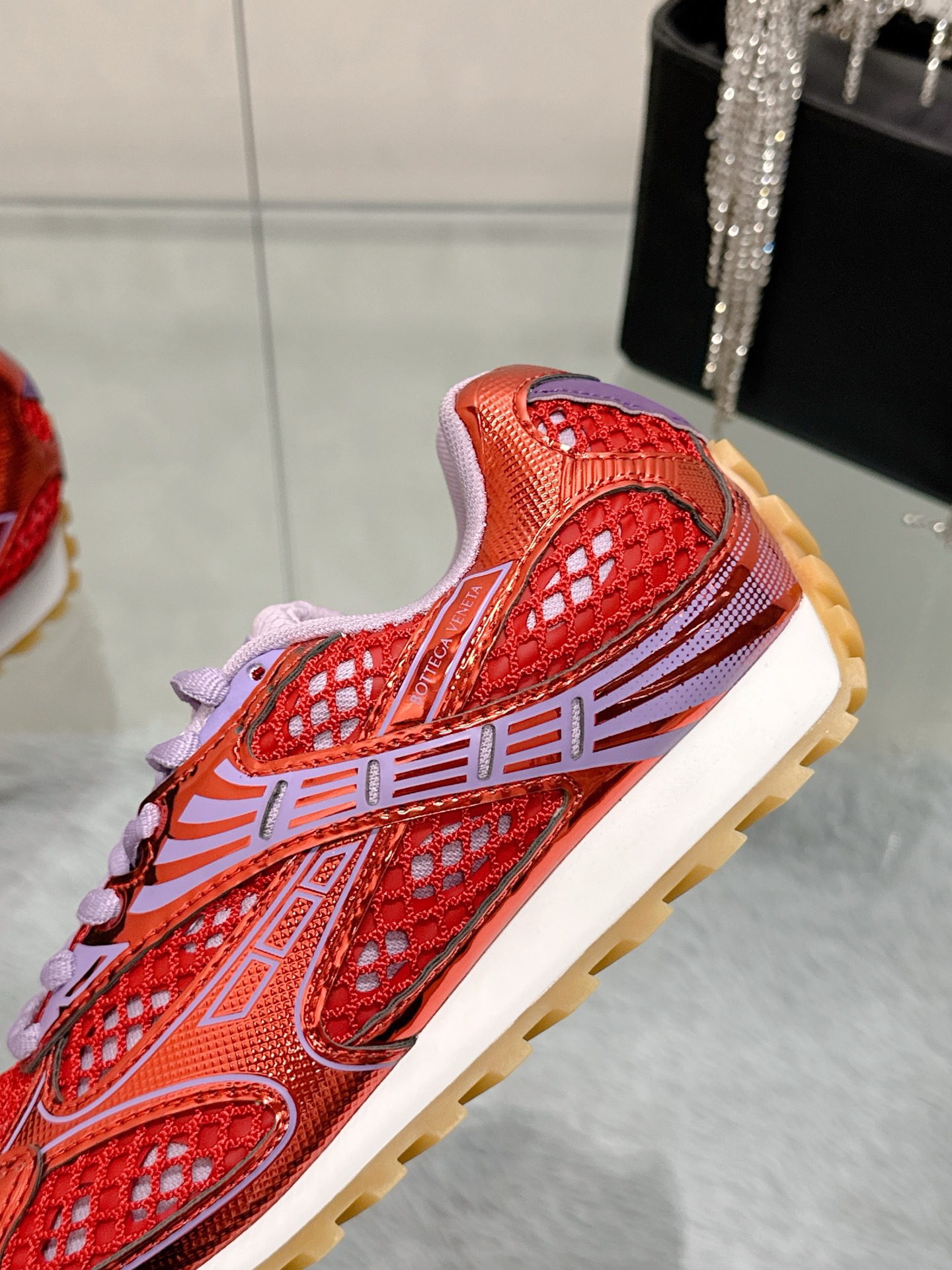 Bottega Veneta Orbit Sneaker Metallic Red/Wisteria