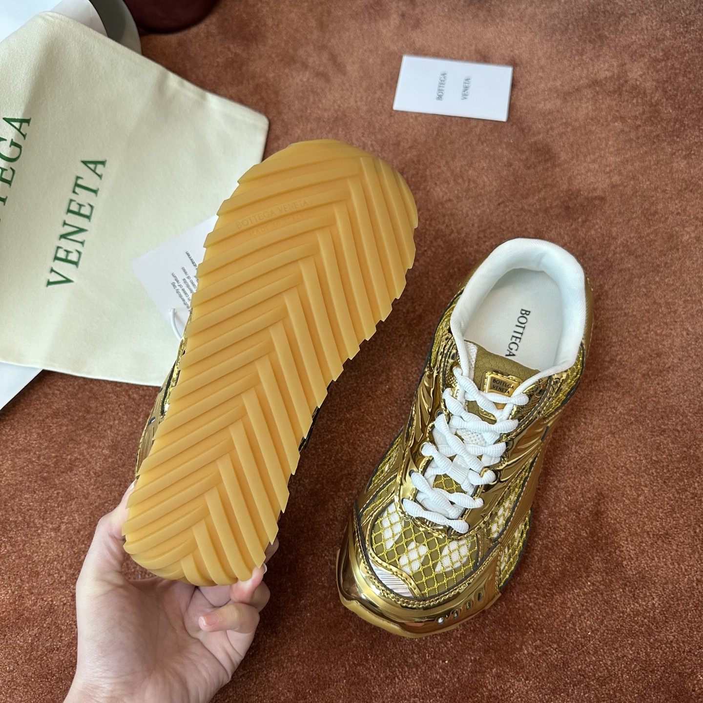 Bottega Veneta Orbit Sneaker Gold/white
