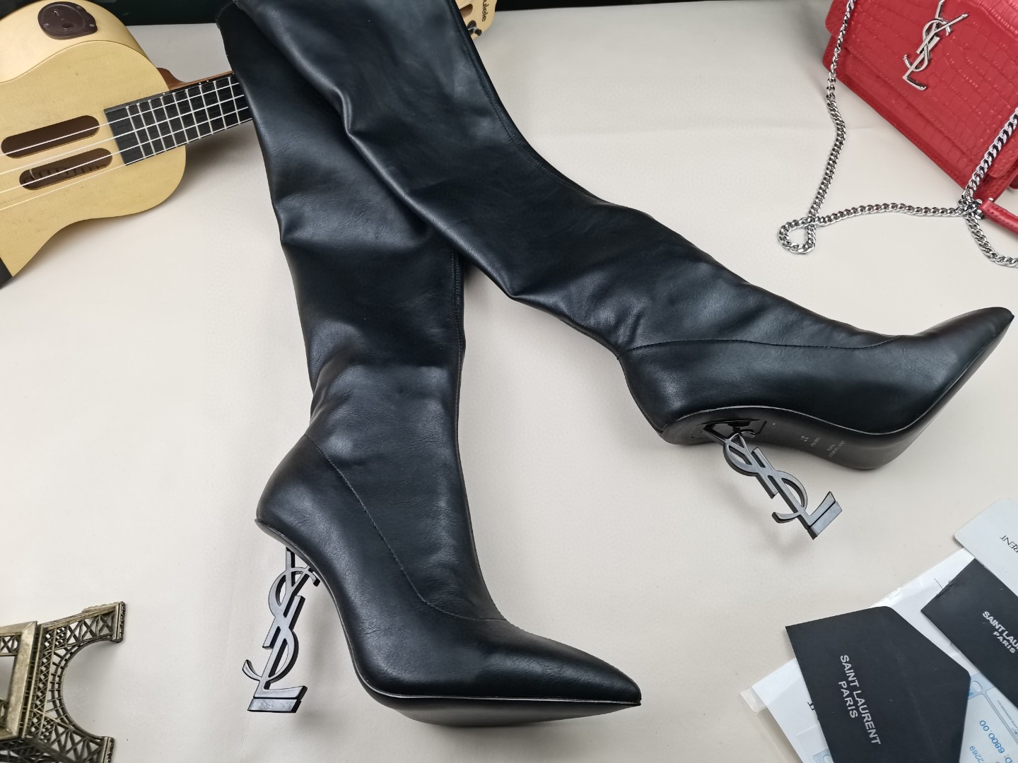 YSL classic letter metal heel 22-inch boots, elastic boots Heel height: 10.5CM Size: 35-42 (41.42 custom-made, no return or exchange)