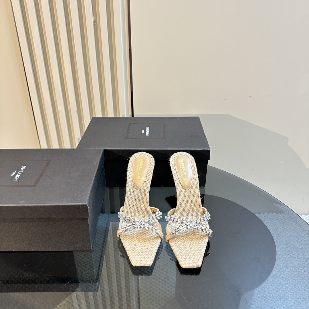 YSL 25ss/Spring and Summer New Runway Style Large Rhinestone High Heels Heel Height: 10.5cm Sandals Size: 35-39 (40 can be customized and not returned)
