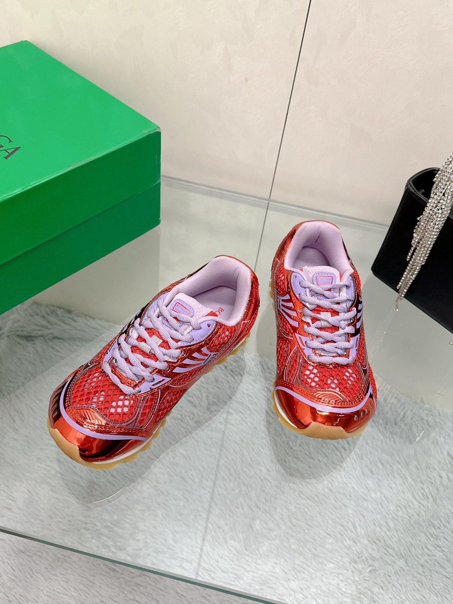 Bottega Veneta Orbit Sneaker Metallic Red/Wisteria