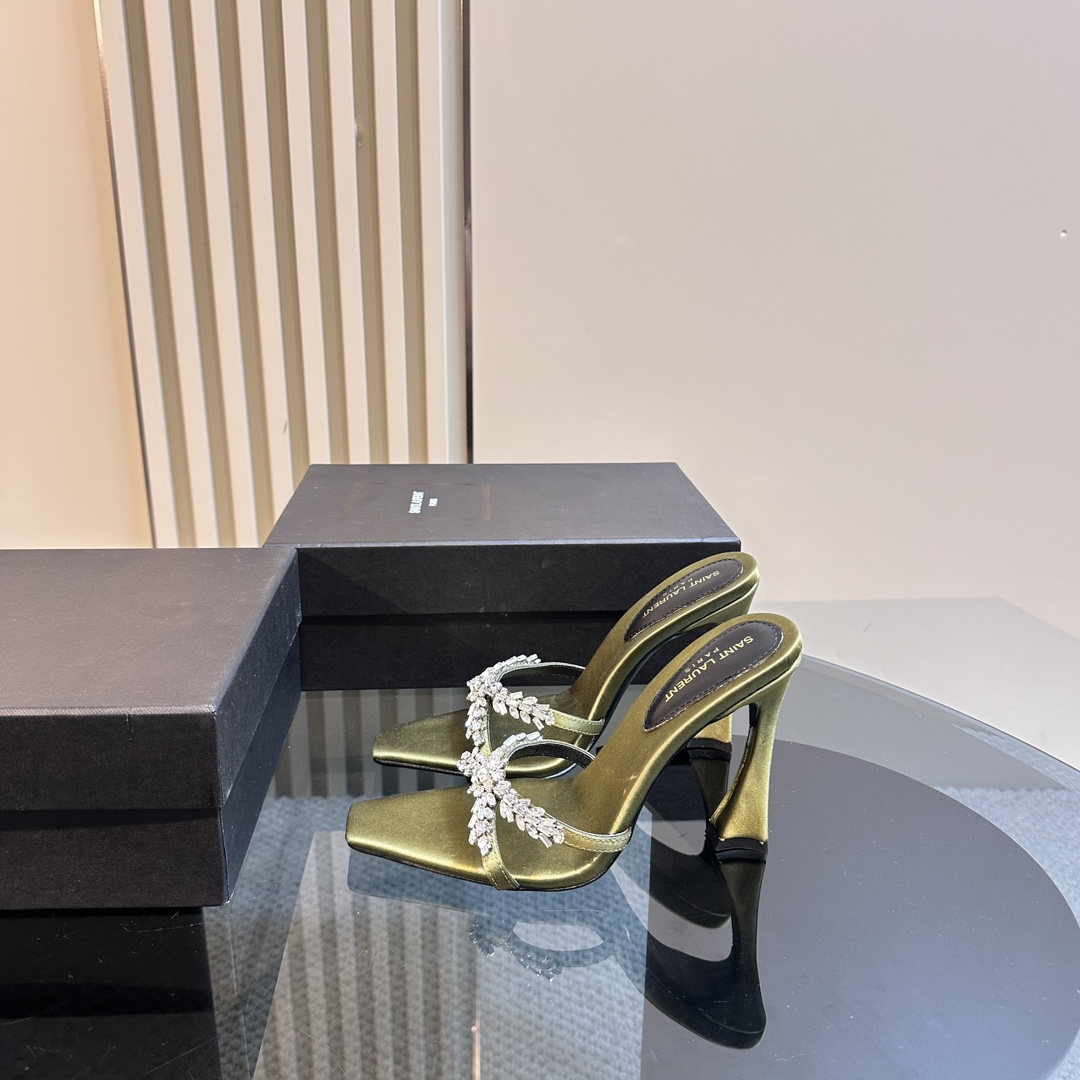 YSL 25ss/Spring and Summer New Runway Style Large Rhinestone High Heels Heel Height: 10.5cm Sandals Size: 35-39 (40 can be customized and not returned)