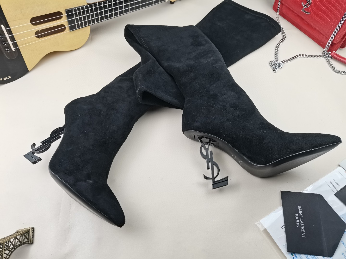 YSL classic letter metal heel 22-inch boots, elastic boots Heel height: 10.5CM Size: 35-42 (41.42 custom-made, no return or exchange)