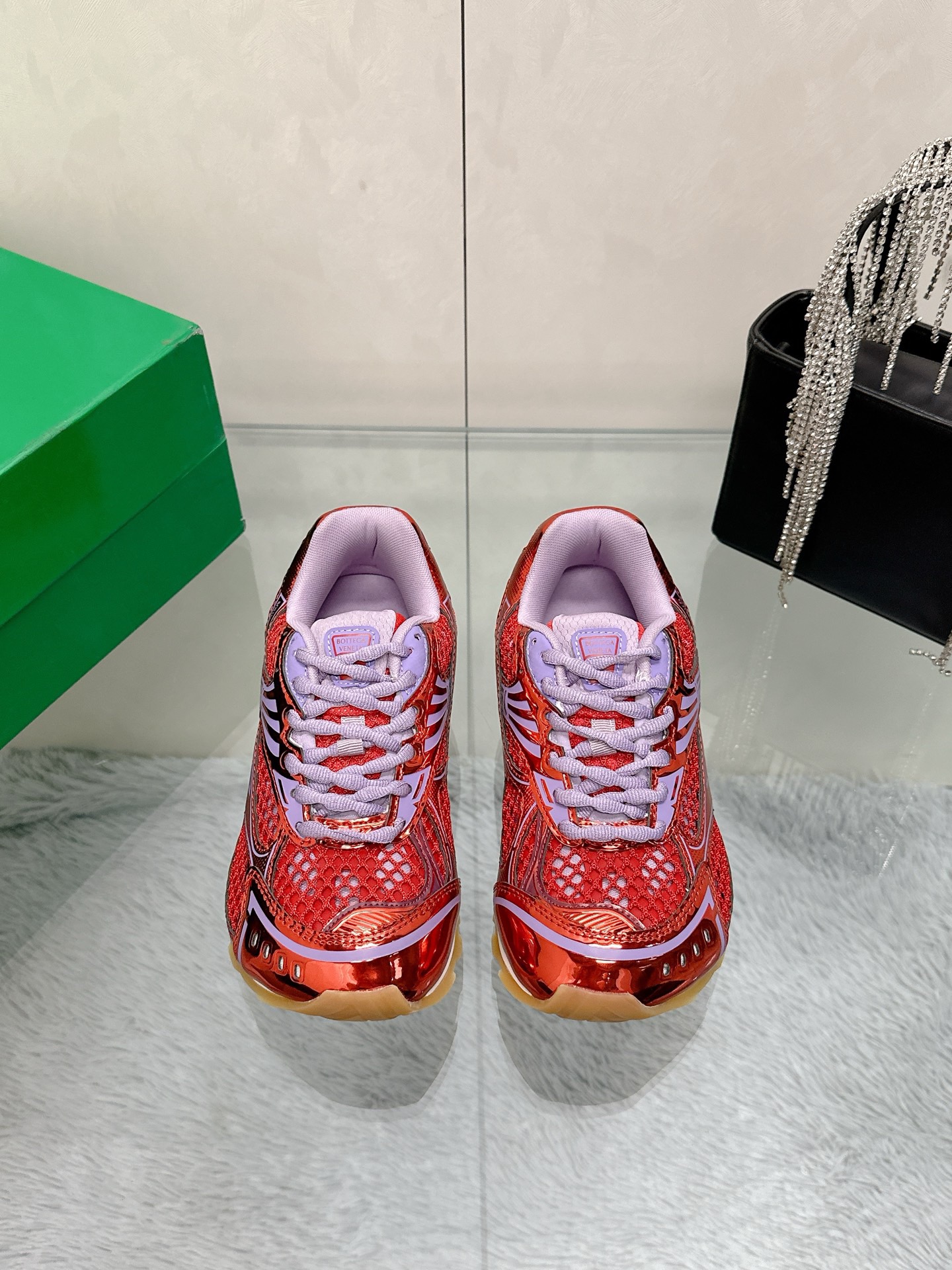 Bottega Veneta Orbit Sneaker Metallic Red/Wisteria