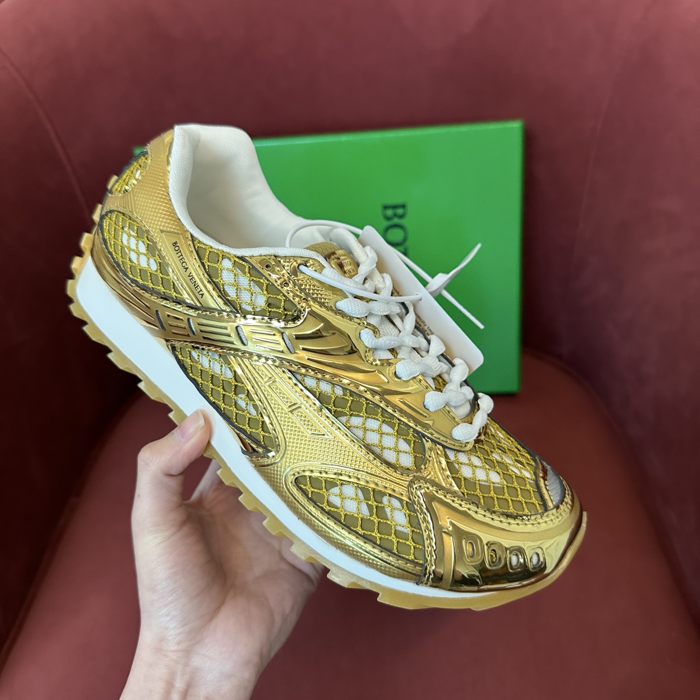 Bottega Veneta Orbit Sneaker Gold/white