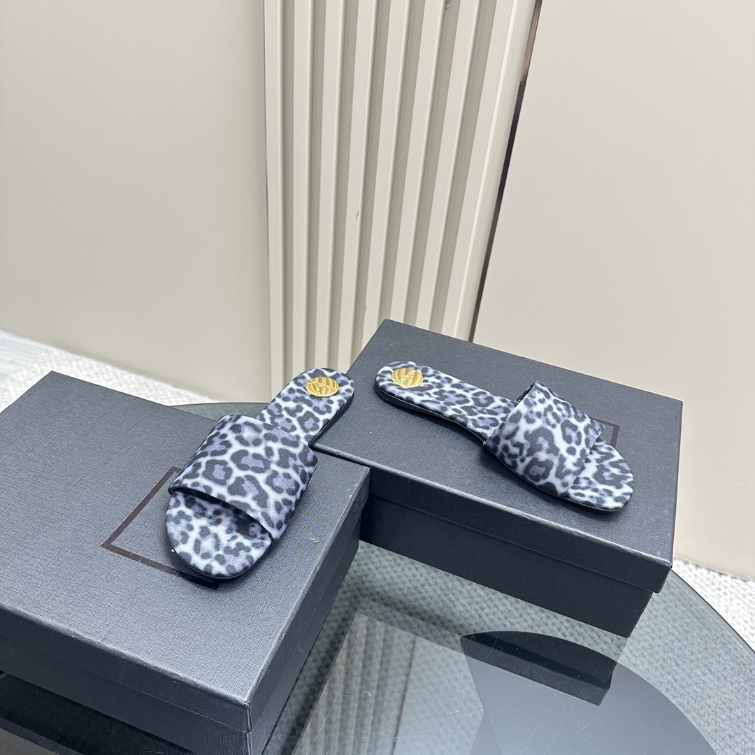 YSL pointed open-toe high heels leopard slippers: 10.5CM size: 35-42 (41.42 custom-made, no return or exchange)