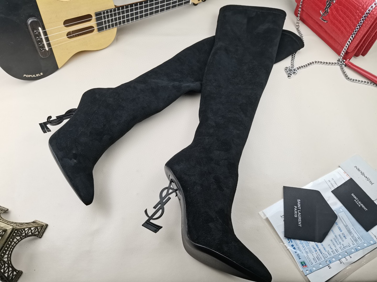 YSL classic letter metal heel 22-inch boots, elastic boots Heel height: 10.5CM Size: 35-42 (41.42 custom-made, no return or exchange)