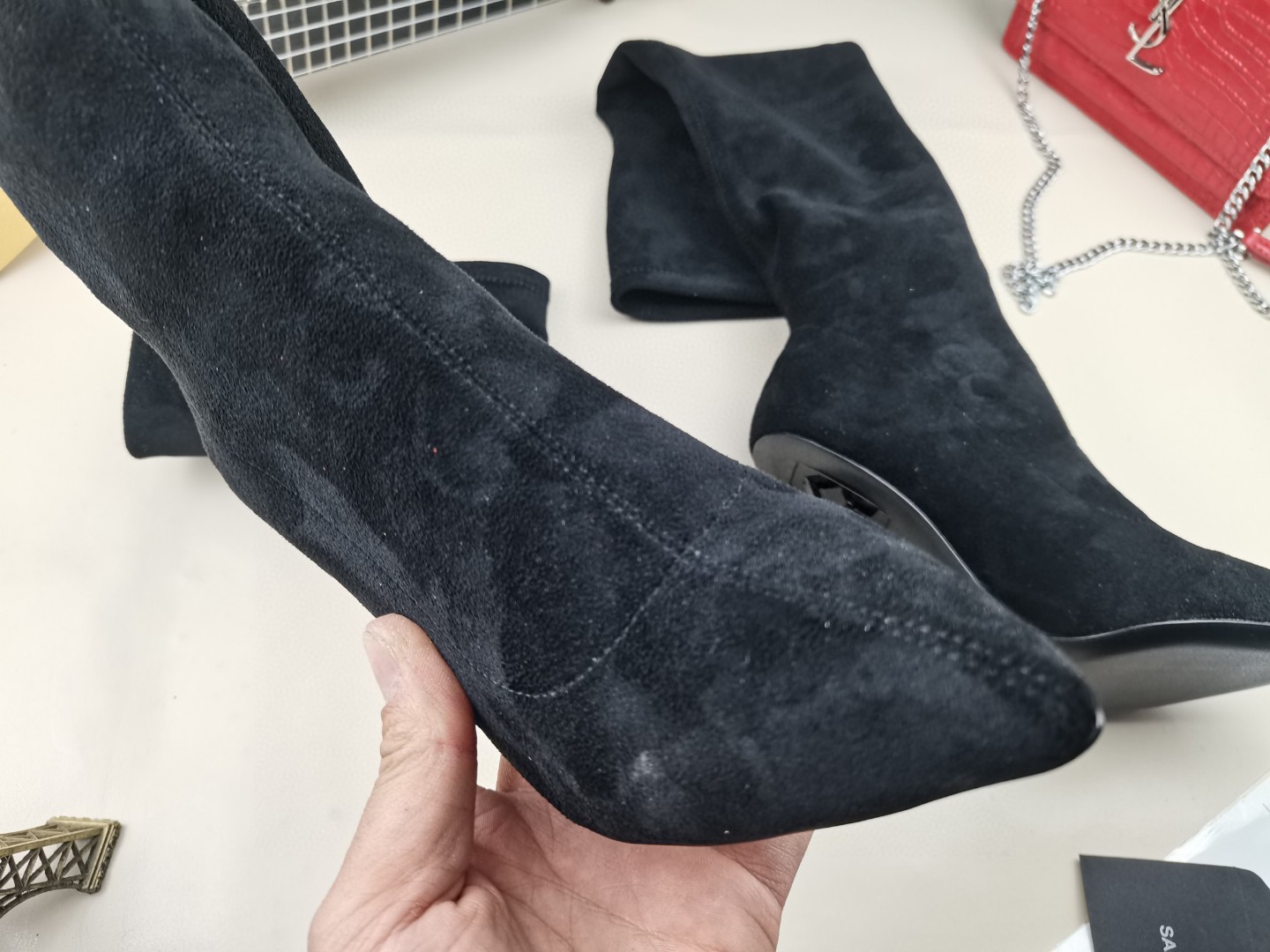 YSL classic letter metal heel 22-inch boots, elastic boots Heel height: 10.5CM Size: 35-42 (41.42 custom-made, no return or exchange)