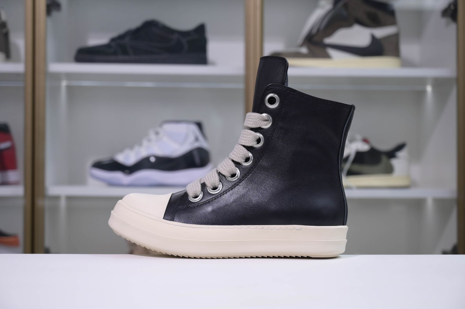 Rick Owens Jumbo Laced High Black Milk Leather