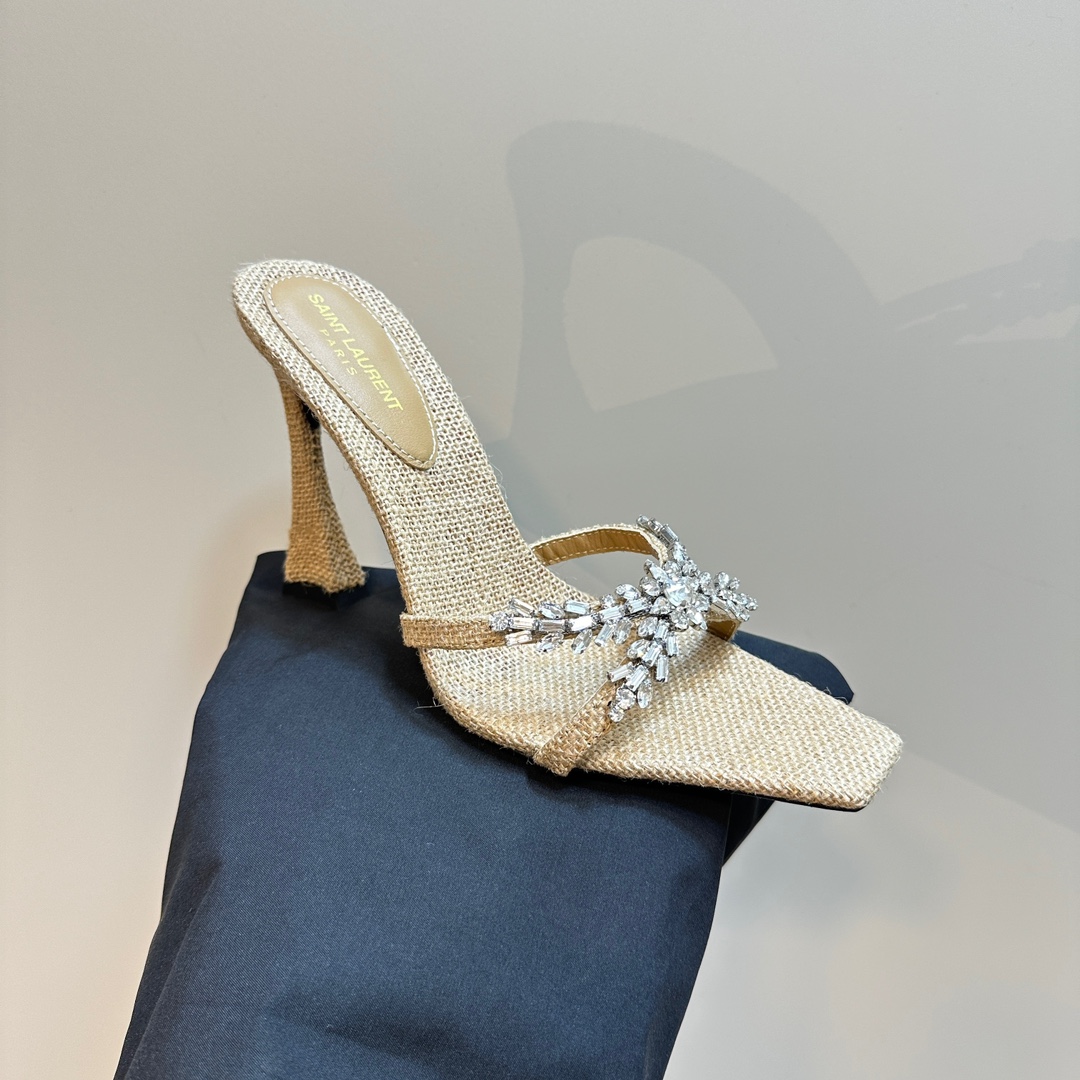 YSL 25ss/Spring and Summer New Runway Style Large Rhinestone High Heels Heel Height: 10.5cm Sandals Size: 35-39 (40 can be customized and not returned)