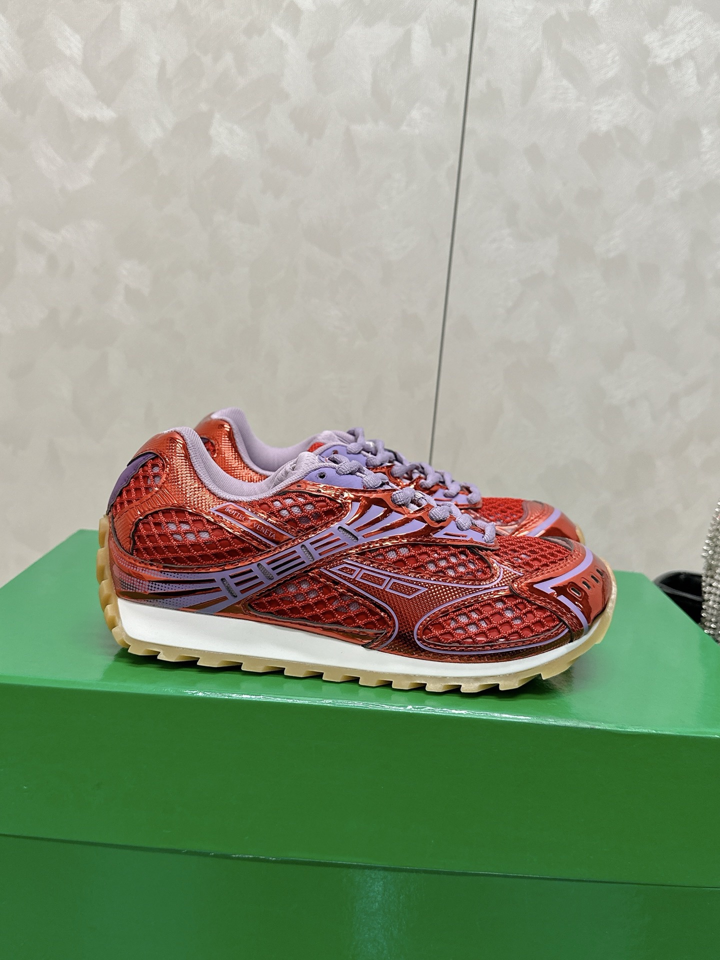 Bottega Veneta Orbit Sneaker Metallic Red/Wisteria