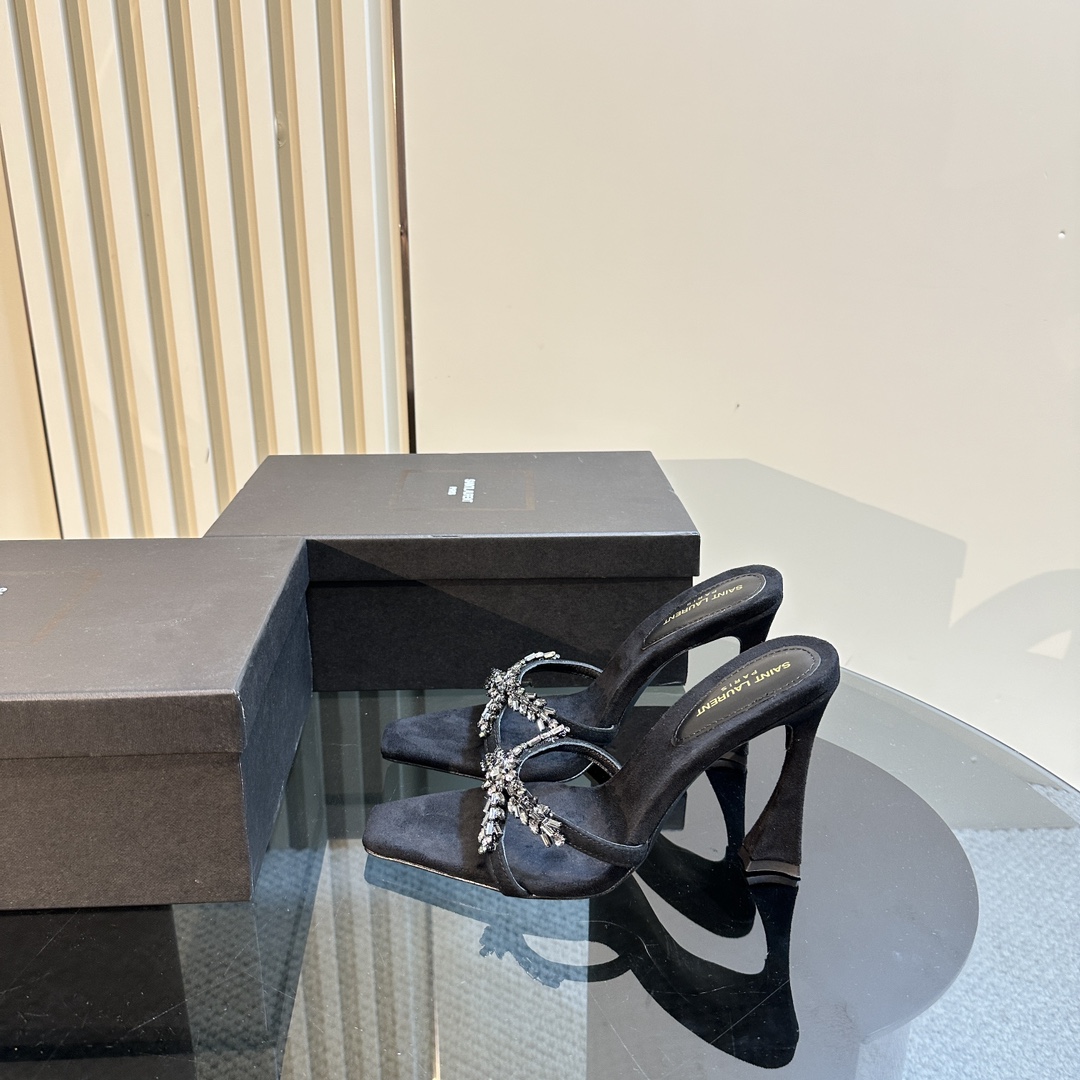 YSL 25ss/Spring and Summer New Runway Style Large Rhinestone High Heels Heel Height: 10.5cm Sandals Size: 35-39 (40 can be customized and not returned)