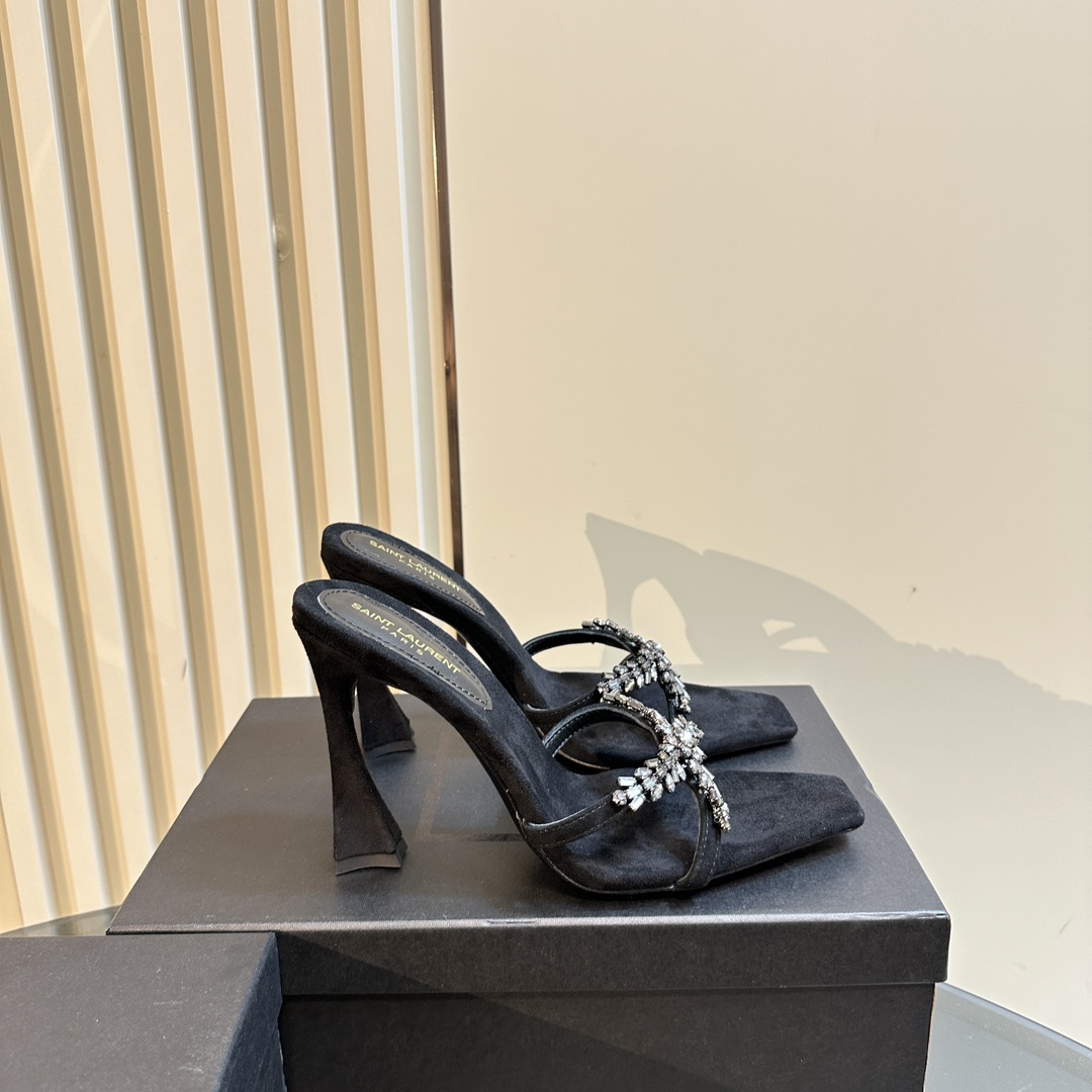 YSL 25ss/Spring and Summer New Runway Style Large Rhinestone High Heels Heel Height: 10.5cm Sandals Size: 35-39 (40 can be customized and not returned)